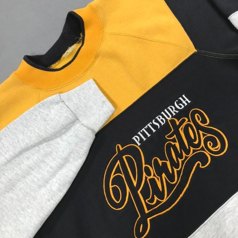 Vintage 90s Pittsburgh Pirates Sweatshirt Men's Large Colorblock Nutmeg Mills *
